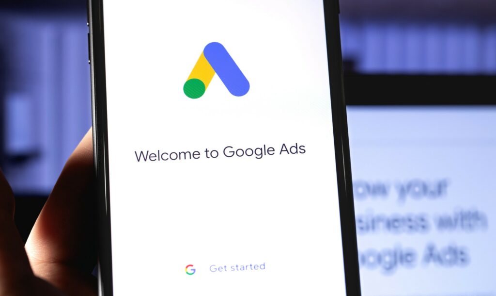 Application Google Ads ouverte sur un smartphone
